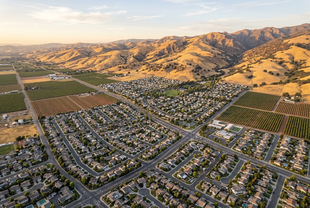Aerial view of Morgan Hill and Gilroy California
